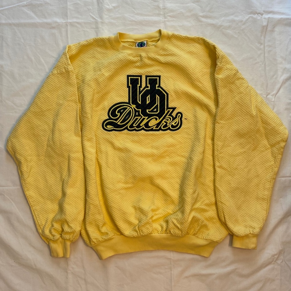 Vintage Yellow University of Oregon Embroidered Plaid Light Weight Pull Over